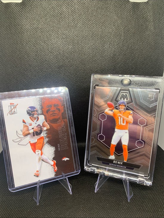 NFL Other - Bo Nix 2024 Panini Rookie Card & Topps Card Denver Broncos AllStar Mint In Case